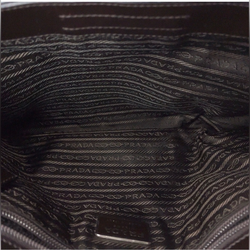 PRADA Vintage Y2K Unisex Rare Dark Olive Nylon/Leather Shopper Tote Handbag - Picture 8 of 12